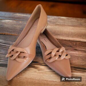 LINEA Paolo /NORA | Womens Pointy Toe Skimmer Flat with Tonal Resin Chain-link K